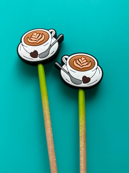 Knitting Needle Point Protectors - Latte Art Coffee Bean