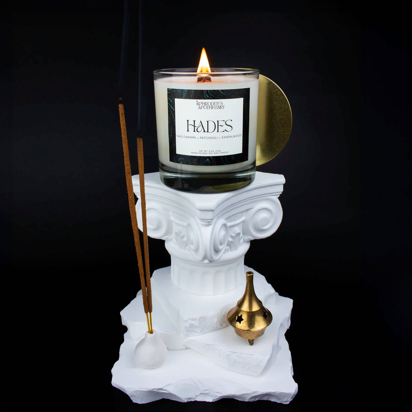 Hades Candle: Nag Champa Incense, Smoke, Patchouli: 4 oz