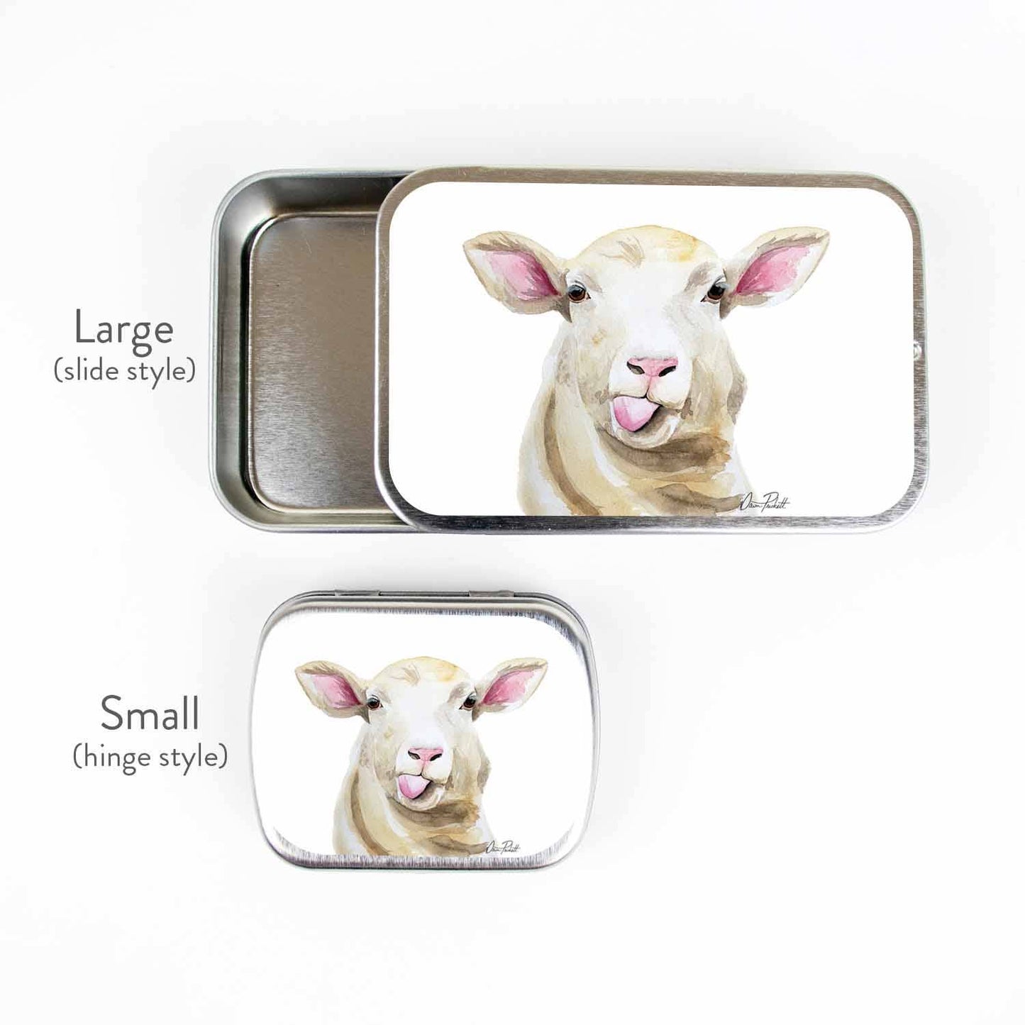 Sassy Sheep Stitch Marker Storage Tin: Large (slide style)