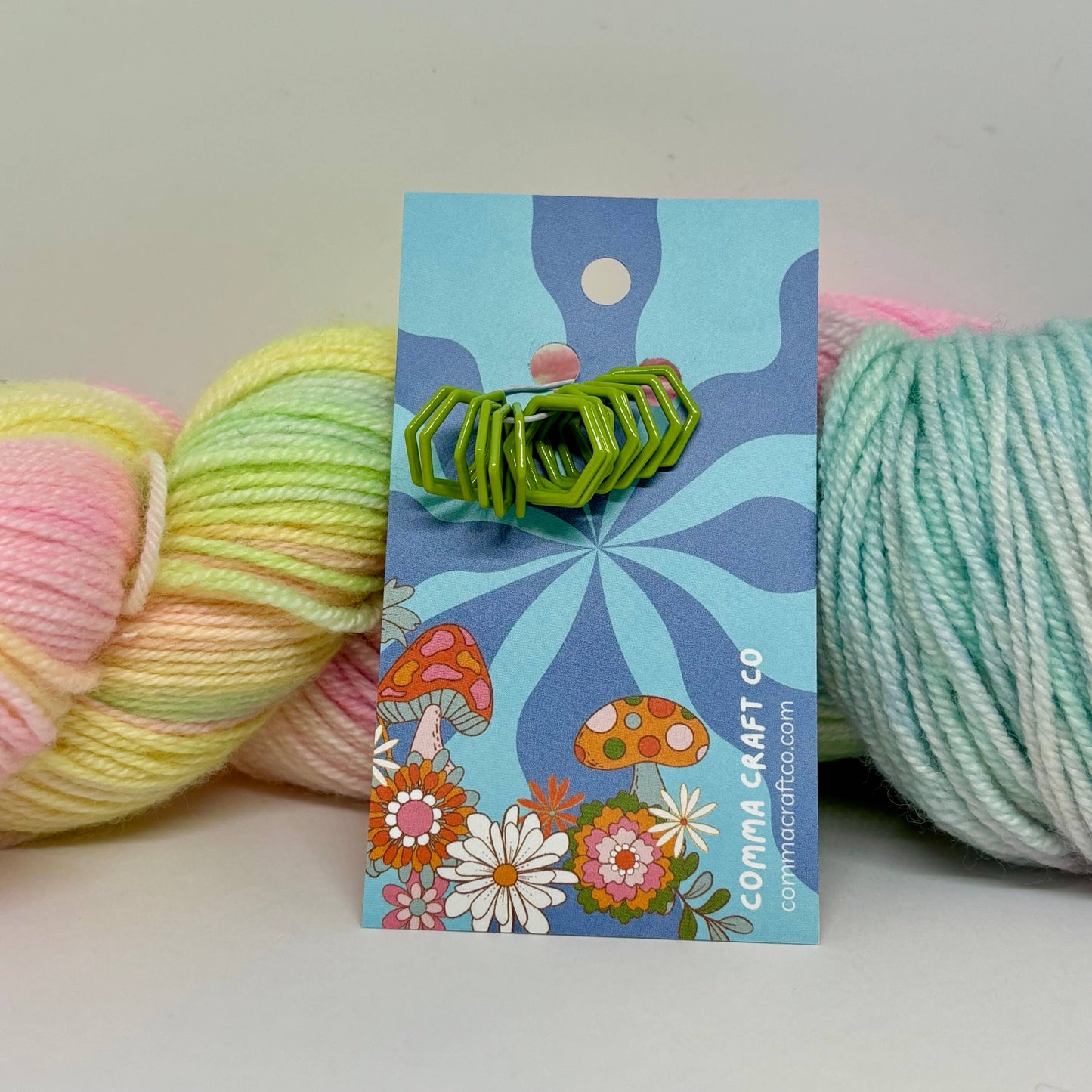 Hexagon Knitting Stitch Markers Set - Single Color or 3color: Multi-Colored / Regular