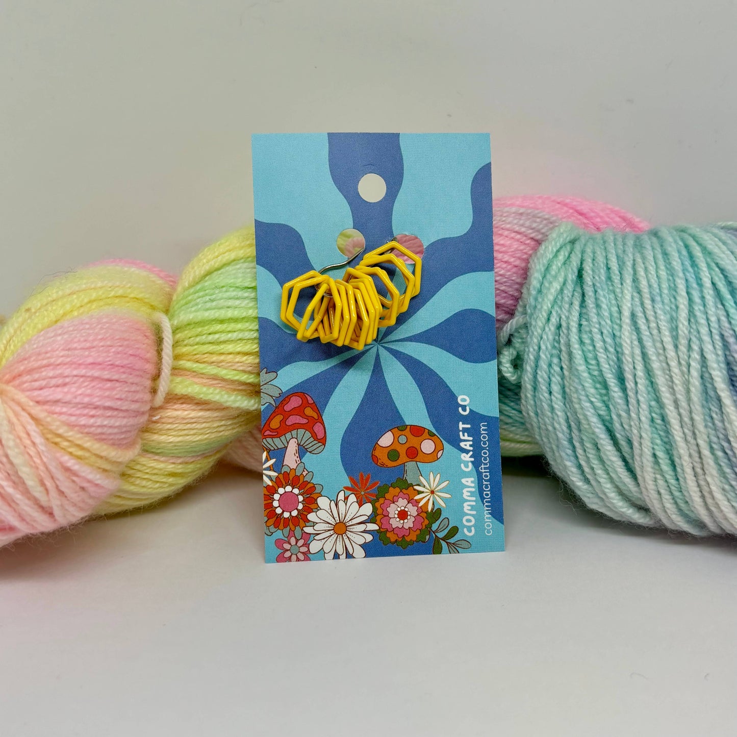Hexagon Knitting Stitch Markers Set - Single Color or 3color: Multi-Colored / Regular