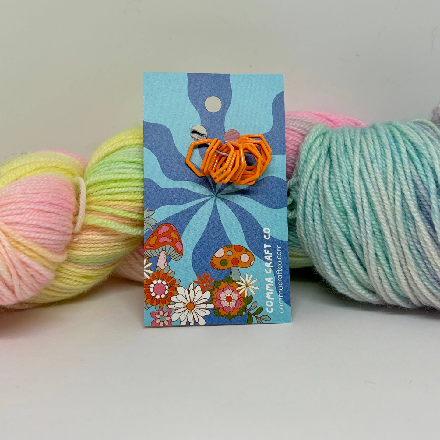 Hexagon Knitting Stitch Markers Set - Single Color or 3color: Multi-Colored / Regular