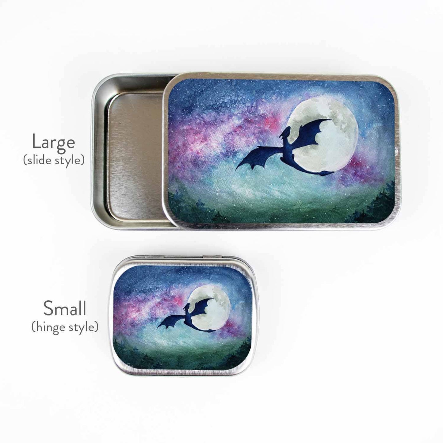 Dragon Moon Stitch Marker Storage Tin: Large (slide style)