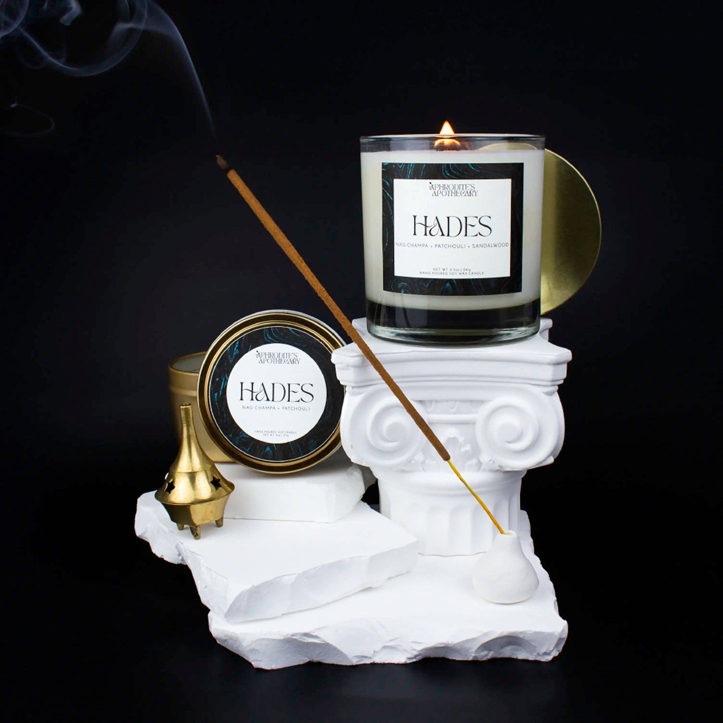 Hades Candle: Nag Champa Incense, Smoke, Patchouli: 4 oz